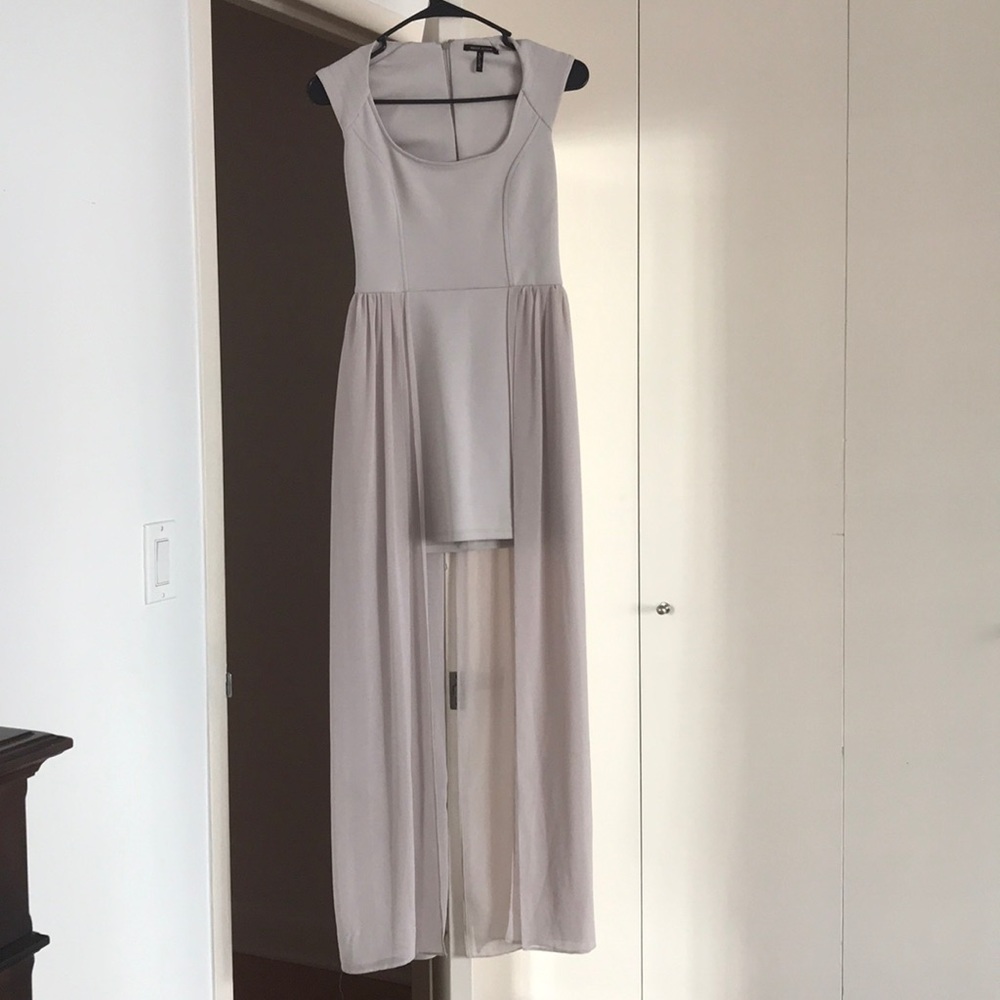 Grey chiffon drape dress - River Island